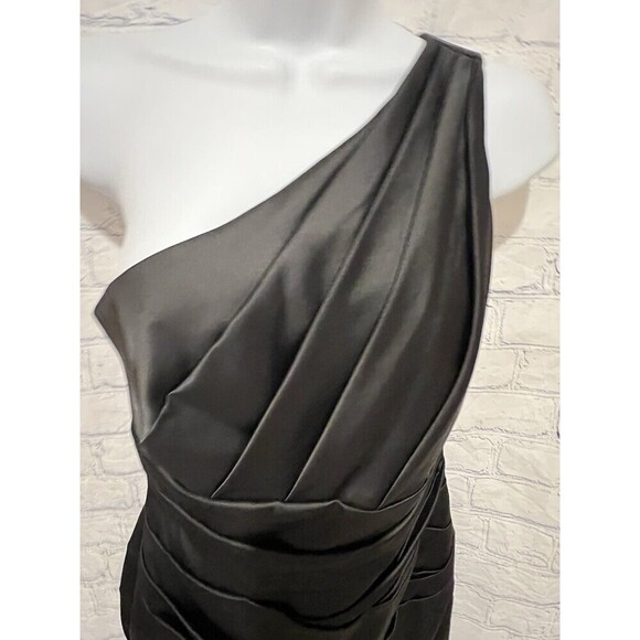 NWT David’s Bridal Black Slim One Shoulder Cocktail Evening Dress Size 2 - Picture 4 of 11